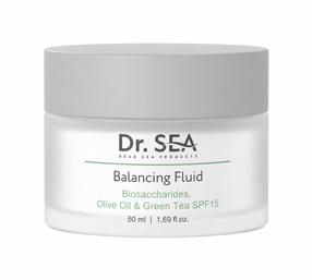 рем для лица - гель Dr. Sea Balancing Fluid Biosaccharides, Olive Oil & Green Tea, 50 мл, SPF 15