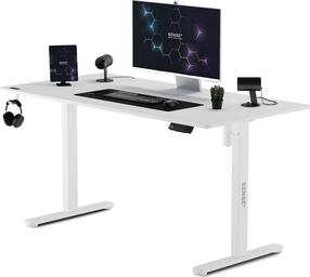 Kompiuterinių žaidimų stalas reguliuojamo aukščio SENSE7 Nojo, 140 cm x 70 cm, 72 - 118 cm, balta sp.