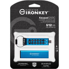 USB atmintinė Kingston IronKey KKP200C/512GB, mėlyna sp., 512 GB