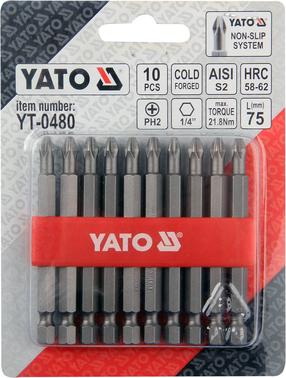 Kruvikeerajaotsik Yato YT-0480, PH2, 75 mm, 75 mm, 1/4"