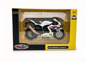 Игрушечный мотоцикл MSZ Honda CBR1000RR-R, 1:18, белый цв.