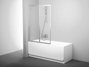 Vannas siena Ravak VS2 105, 104.5 cm x 140 cm, satīna krās./caurspīdīgs