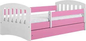 Vaikiška lova Kocot Kids Classic 1, rožinė sp., 80 x 140 cm, be patalynės dėžės, su čiužiniu