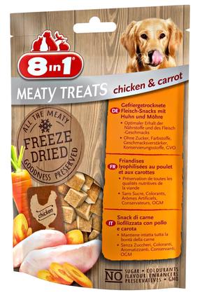 Skanėstas šunims 8in1 Meaty Treats Chicken & Carrot, vištiena/daržovės, 0.05 kg