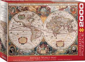 Dėlionė Eurographics Antique World Map 8220-1997, 96.8 cm x 67.6 cm, 2000 vnt., įvairių spalvų