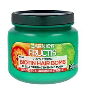Matu maska Garnier Fructis Grow Strong Biotin Hair Bomb, 320 ml
