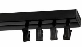 Lubinis užuolaidų bėgelis, komplektuojama su spaustukais Karpol, 180 cm, juoda sp.