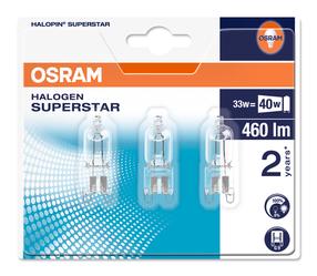 Lemputė Osram Halogeninė, T12, 2700 °K, G9, 33 W, 460 lm, 3 vnt.