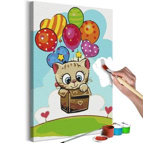 Tapymas pagal skaičius Artgeist Kitten With Balloons MA_0626, įvairių spalvų, 40 x 60 cm