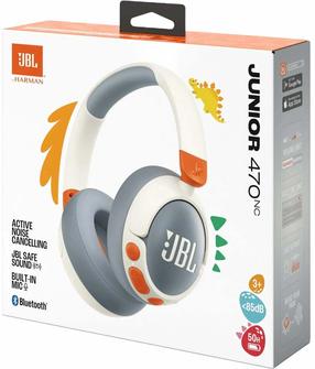 Belaidės ausinės vaikams JBL Junior 470NC JBLJR470NCWHT, balta sp.
