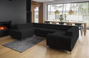 Kampinė sofa Louis Vero 10, juoda sp., kairinė, 202 x 347 cm x 92 cm
