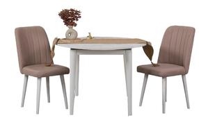 Ēdamistabas komplekts Kalune Design Vina 0900, balts krās./rozā krās./valrieksts krās.