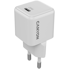 Telefona lādētājs Canyon CU20C, USB Type C, balta krās., 20 W