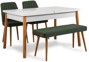 Valgomojo komplektas Kalune Design Santiago 1070 - 3 AB, balta sp./žalia sp./pušies sp.