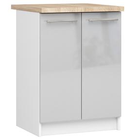 Apatinė virtuvinė spintelė Akord Furniture Factory Oliwia S60 2D, balta sp./sidabro sp., 46 cm x 60 cm x 85 cm