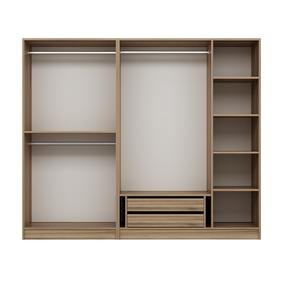 Skapis Kalune Design Kale 5 Bolme 2 Cekmece, gaiši brūna krās., 225 cm x 52 cm x 190 cm