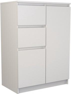 Komoda 2D2S, balta sp./pilka sp., 97 cm x 40 cm x 70 cm