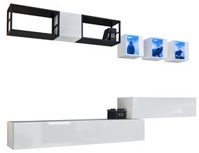 Sekcija ASM Switch M3, balta sp./juoda sp., 280 cm x 40 cm x 170 cm