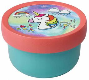 Konteiners pārtikai, ar galda piederumiem Mepal Campus Unicorn, 0.3 l, 6.7 cm x 6.7 cm, zaļa krās./rozā krās.