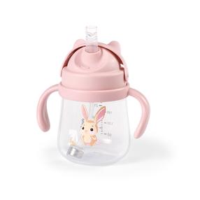 Gertuvė su silikoniniu šiaudeliu BabyOno Sippy 1728/01, 270 ml, 6+ mėn., plastikas, rožinė sp.