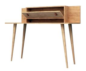 Rašomasis stalas su spintele Kalune Design Soojin, 120 cm x 60 cm, 107 cm, ąžuolo sp./balta sp.