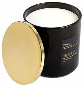 Svece, aromātiskā Homla Aura Sandalwood, 870 g, melna krās.