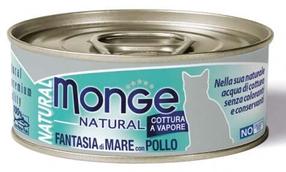Šlapias kačių maistas Monge Natural Seafood Mixed With Chicken, vištiena/jūros gėrybės, 0.08 kg