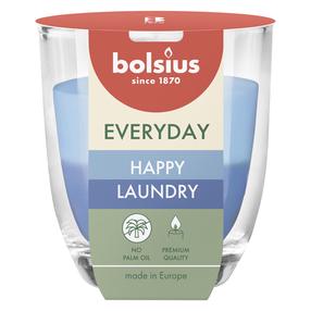 Svece, aromātiskā Bolsius Happy Laundry, 21 h, zila krās./gaiši zila krās.