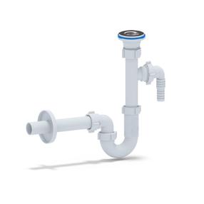 Sifons izlietnei/veļas mazgājamā mašīna/sifonam Ani Plast, 32 mm, balta krās.