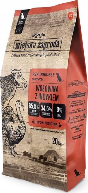 Sausas šunų maistas Wiejska Zagroda, jautiena/kalakutiena, 20 kg