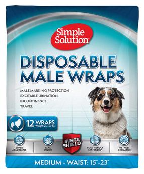Sauskelnės šunims Simple Solution Disposable Male Wraps, M, 12 vnt. balta sp.