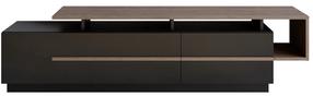 TV staliukas Kalune Design Pia, juoda sp./riešuto sp., 180 cm x 38.9 cm x 46.4 cm