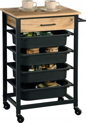 Servēšanas ratiņi Kesper Kitchen Trolley, 47 cm x 85 cm, 37 cm, Melna krās./Brūngans krās.