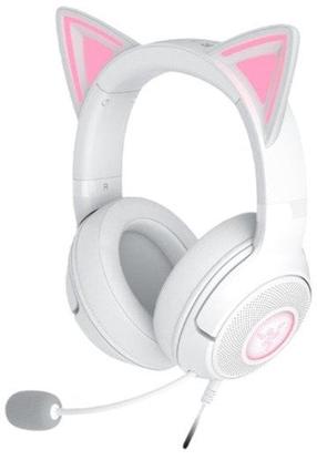 Laidinės žaidimų ausinės vaikams Razer Kraken Kitty V2, balta/rožinė