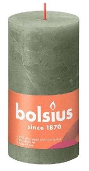 Svece, cilindriskas Bolsius Rustic, 60 h, zaļa krās.