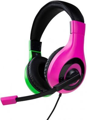 Laidinės žaidimų ausinės Bigben Wired Headphones For Nintendo, juoda sp./žalia sp./rožinė sp.