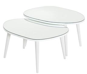 Kafijas galdiņu komplekts Kalune Design Gusto, balta krās., 55 cm x 75 cm x 38 - 41 cm, 2 gab.