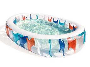 Baseins, piepūšams/bērnu Bestway BE54066, caurspīdīga krās./zila krās./balta krās. 229 cm x 152 cm x 51 cm