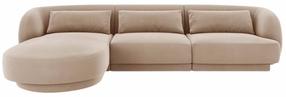 Kampinė sofa Cosmopolitan Design Tulum Velvet Bluvel 28, beige melange sp., kairinė, 156 x 255 cm x 70 cm