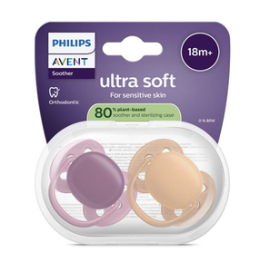 Набор пустышек Philips Avent Ultra Soft Neutral, 18 мес., oранжевый цв./фиолетовый цв.