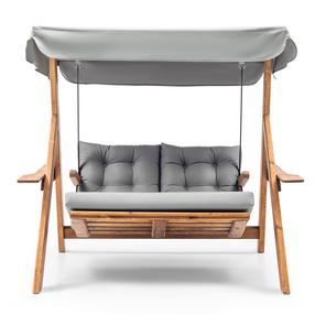 Lauko sūpynės Kalune Design Galata S2, ruda sp./pilka sp., 120 cm x 160 cm x 195 cm