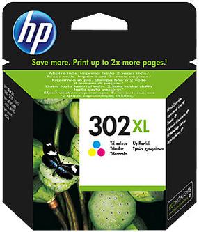 Rašalinio spausdintuvo kasetė HP 302XL, mėlyna sp./geltona sp./violetinė sp.