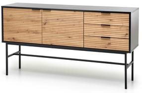 Komoda Murano KM-1, ąžuolo sp./juoda sp., 86 cm x 40 cm x 160 cm