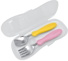 Stalo įrankiai Edison Mama Fork & Spoon KJ2833, 18 mėn., nerūdijantysis plienas/polipropilenas (pp), geltona sp./rožinė sp.