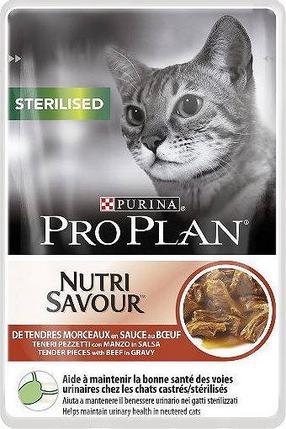 Šlapias kačių maistas Purina Pro Plan Sterilised Beef, jautiena, 0.085 kg