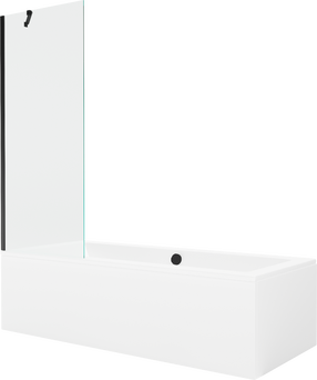 Vonia su sienele, laisvai pastatoma Mexen Cube, 170 cm x 80 cm x 39 cm, stačiakampis, skaidri sp./balta sp.