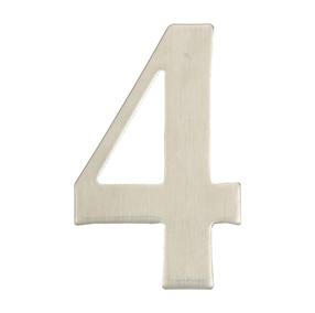 Durvju numurs "4" Haushalt SS-4, 6.13 cm x 3.81 cm, nerūsējošais tērauds, nerūsējošā tērauda krās.