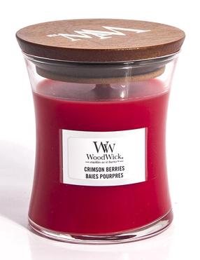 Svece, aromātiskā WoodWick Crimson Berries, 30 h, 85 g, sarkana krās.