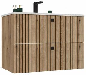 Шкафчик для ванной с раковиной Tigo 80 2S, дубовый цв., 47 см x 80 см x 59 см