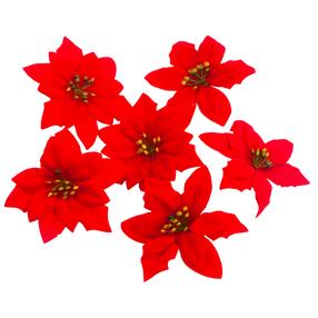 Namų dekoracija Poinsettias, 13.5 cm, raudona sp., 6 vnt.